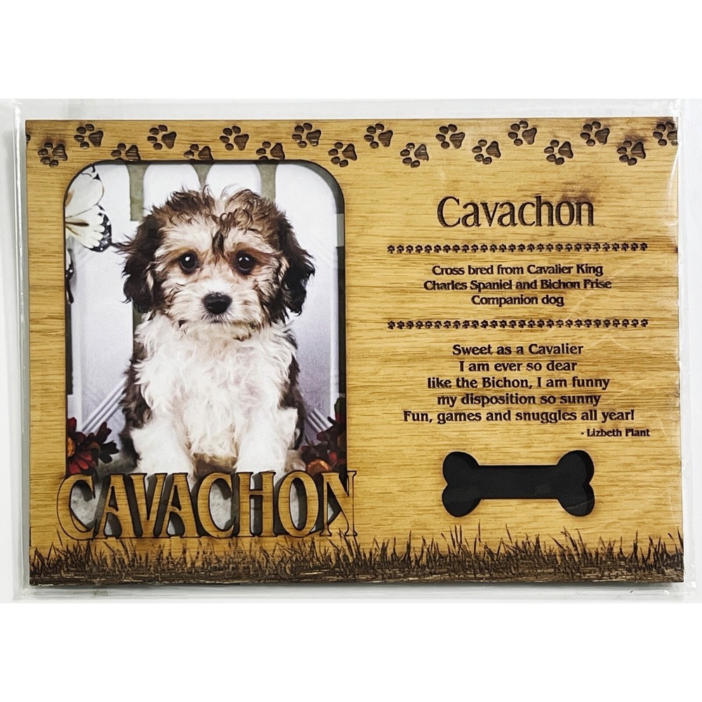 CAVACHON Dog Profile Laser Engraved Wood Picture Frame Magnet